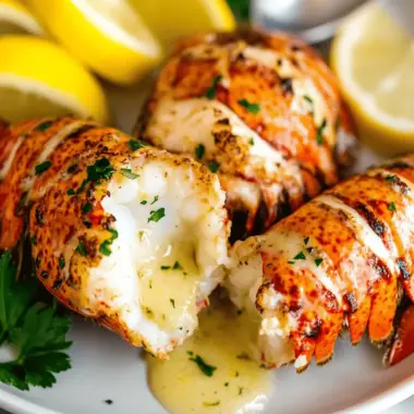 Broiled Lobster Tails with Garlic Lemon Butter