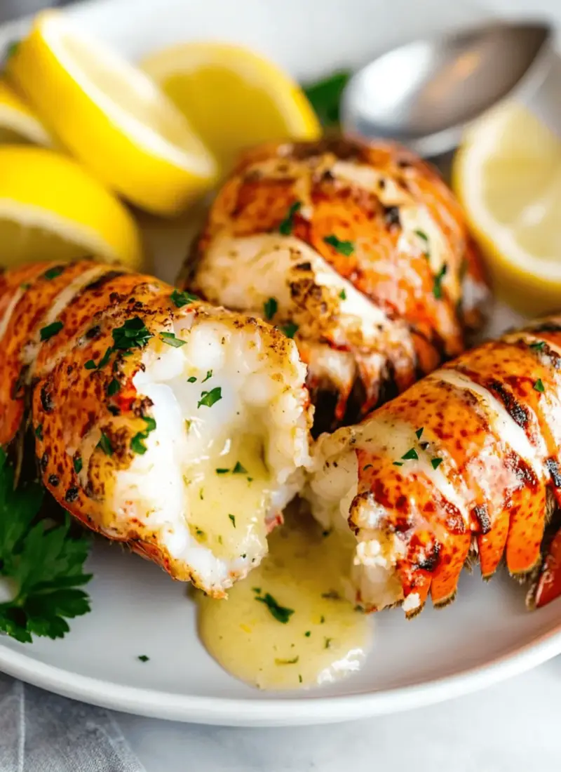 Broiled Lobster Tails with Garlic Lemon Butter