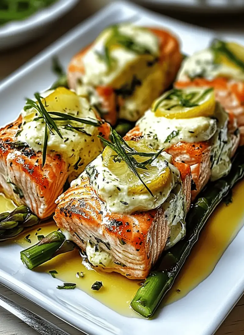 Asparagus and Lemon Basil Ricotta Stuffed Salmon Rolls Delight