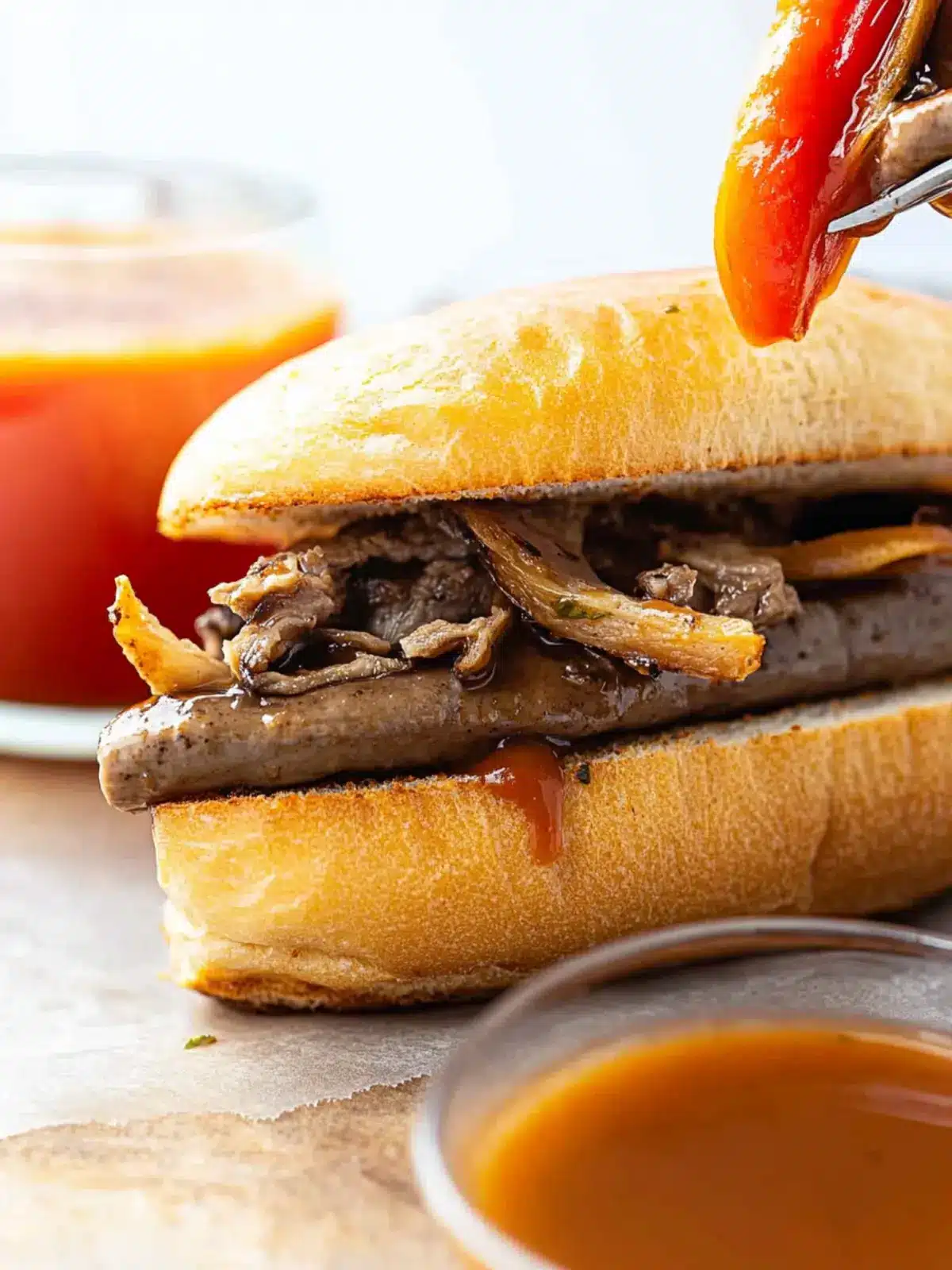 Savory French Dip Sandwiches with Zesty Horseradish Mayo 2 French Dip Sandwiches