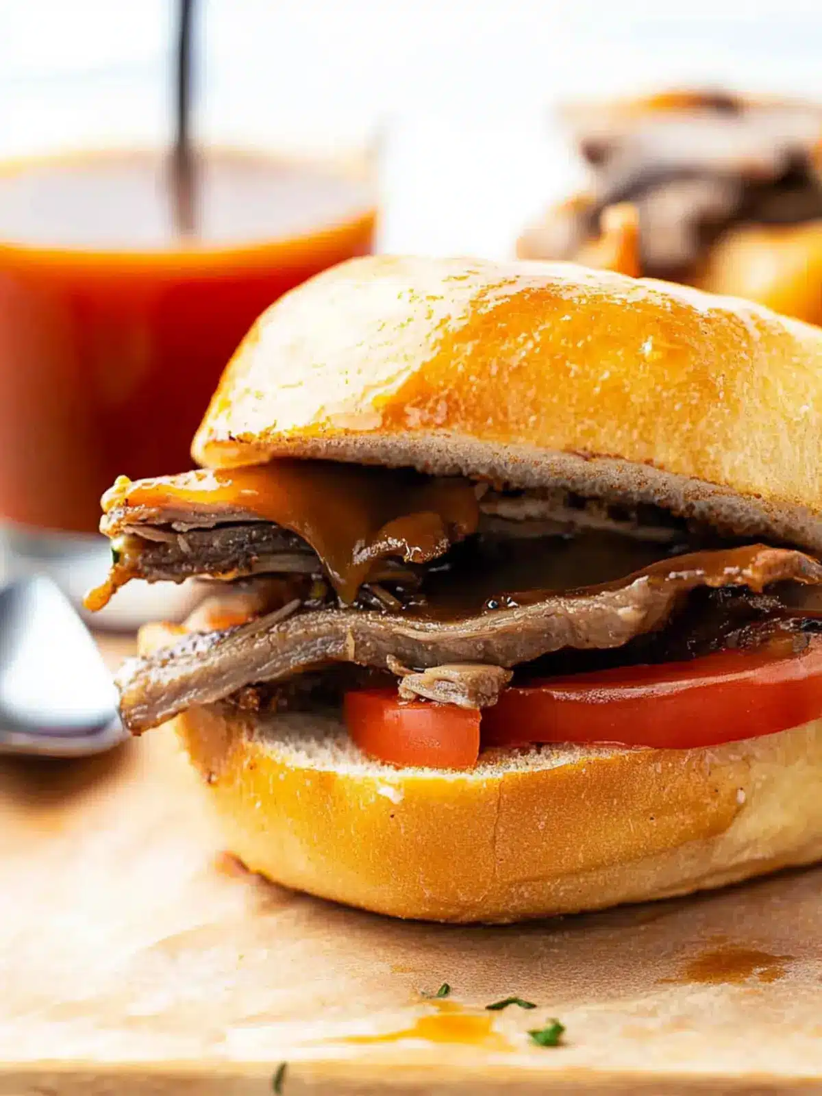 Savory French Dip Sandwiches with Zesty Horseradish Mayo 4 French Dip Sandwiches