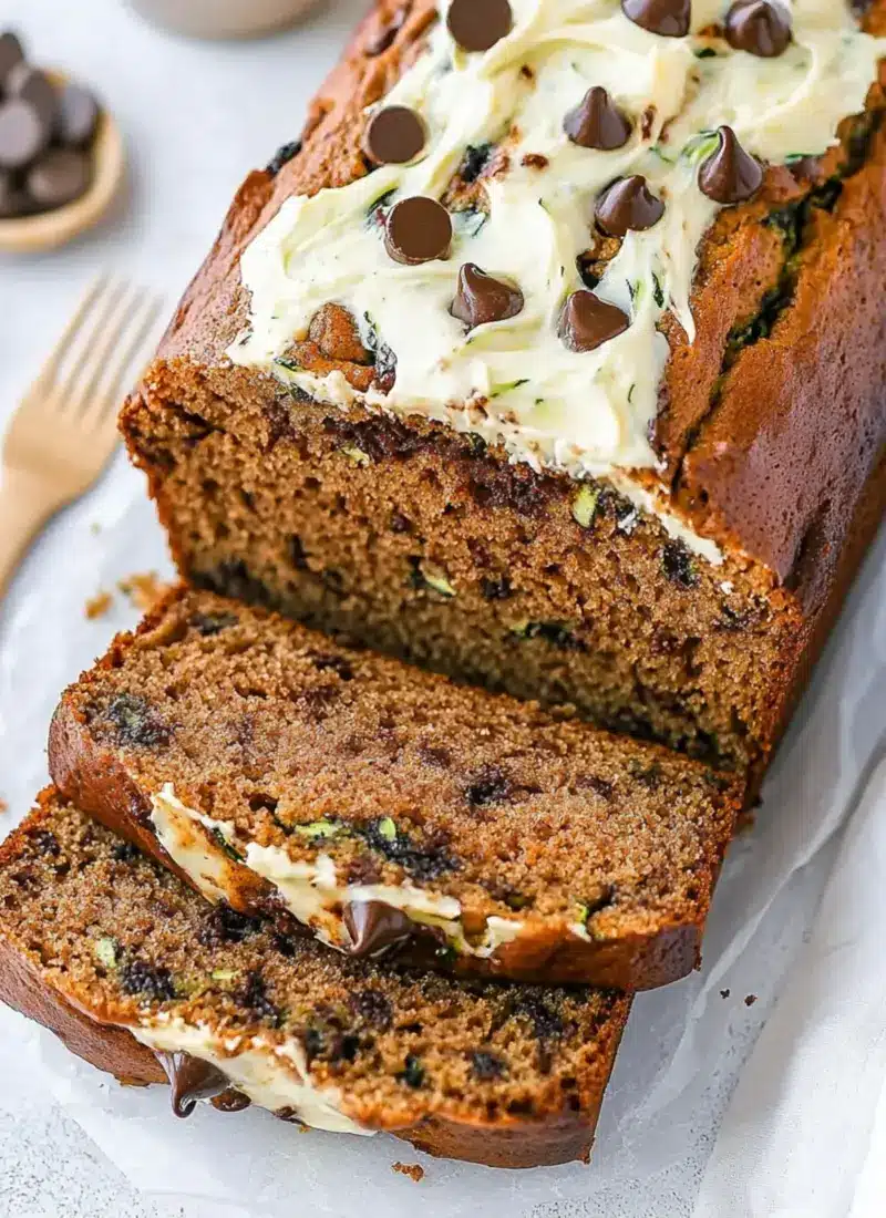 Cream Cheese Swirled Chocolate Chip Zucchini Bread