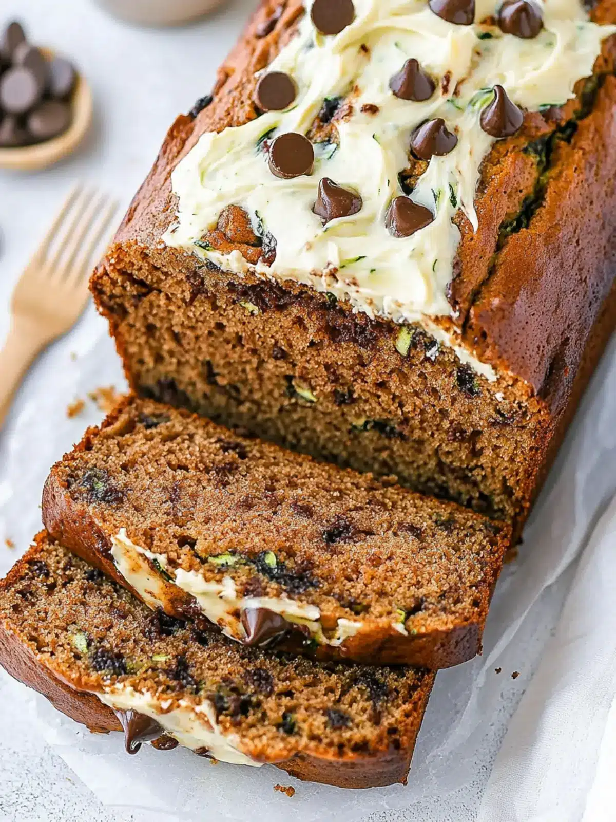 Cream Cheese Swirled Chocolate Chip Zucchini Bread