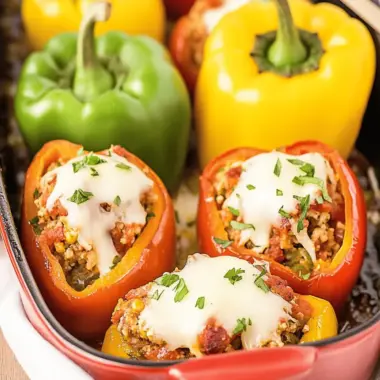 Savory Stuffed Peppers with Ground Beef and Rice Delight 9 Stuffed Peppers