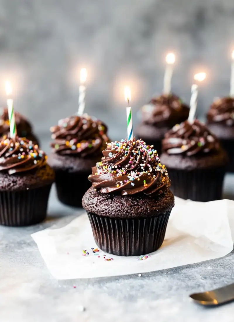 Birthday Chocolate Brownie Cupcakes