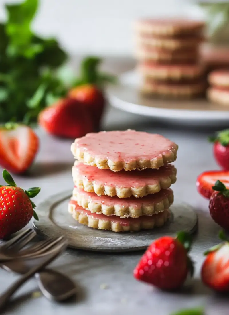 Strawberry Shortbread Cookies