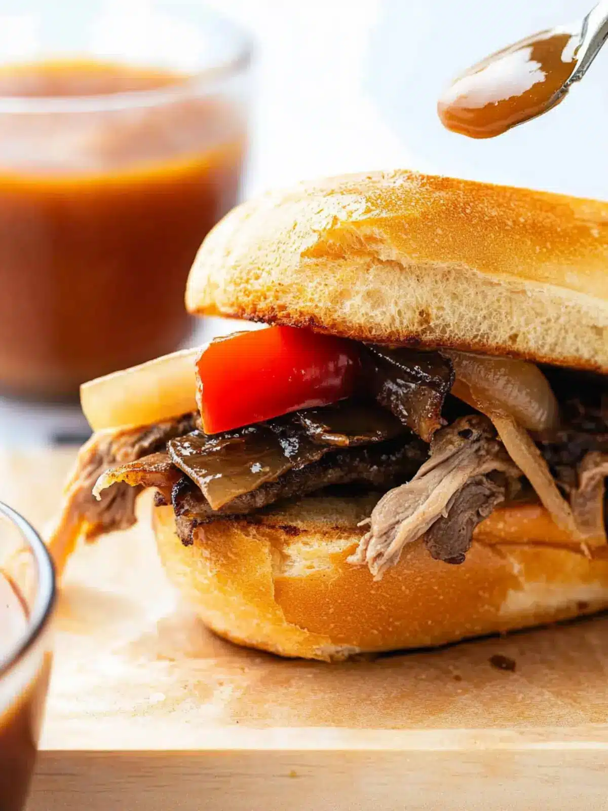 Savory French Dip Sandwiches with Zesty Horseradish Mayo 3 French Dip Sandwiches