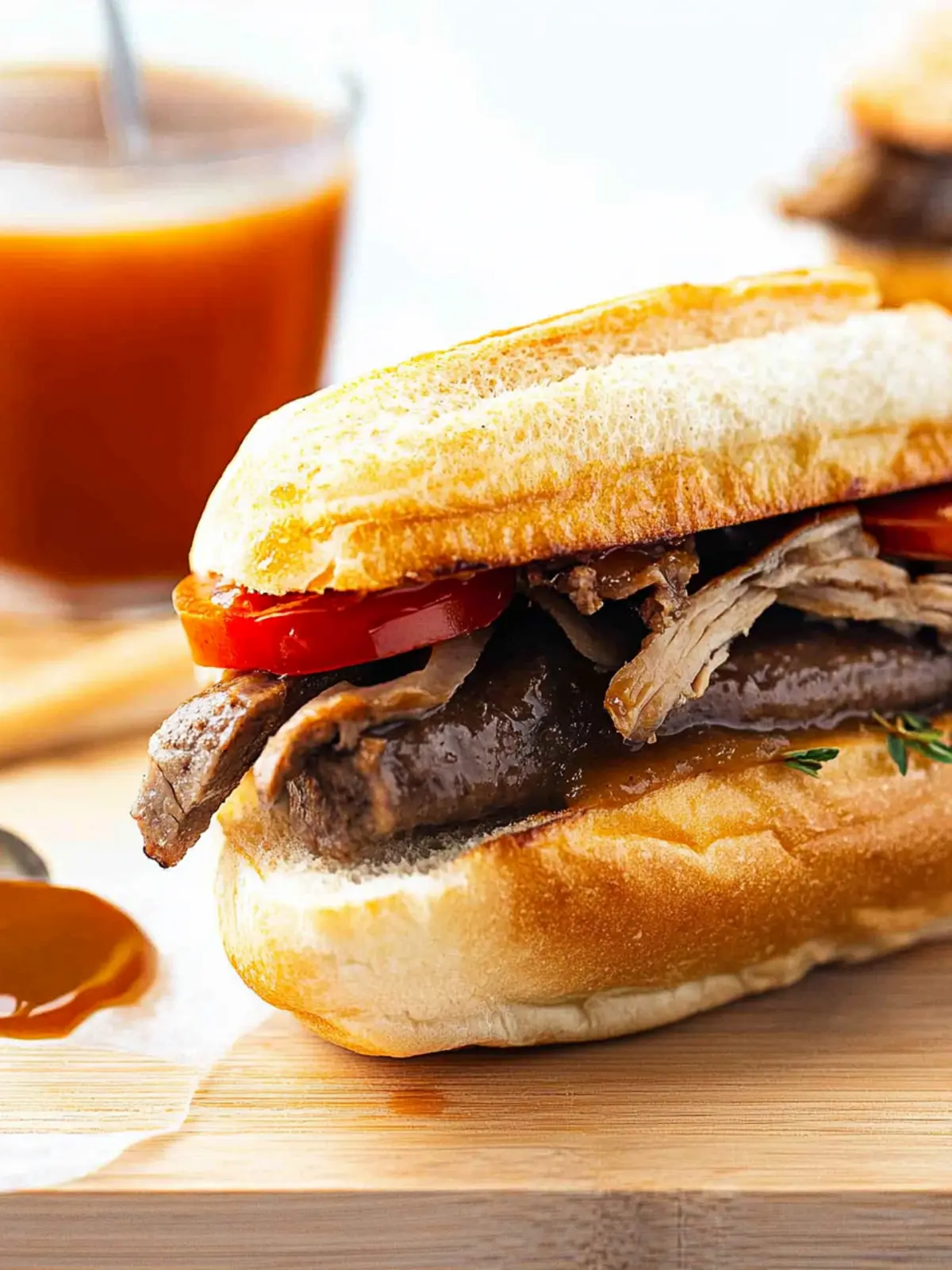 Savory French Dip Sandwiches with Zesty Horseradish Mayo 5 French Dip Sandwiches
