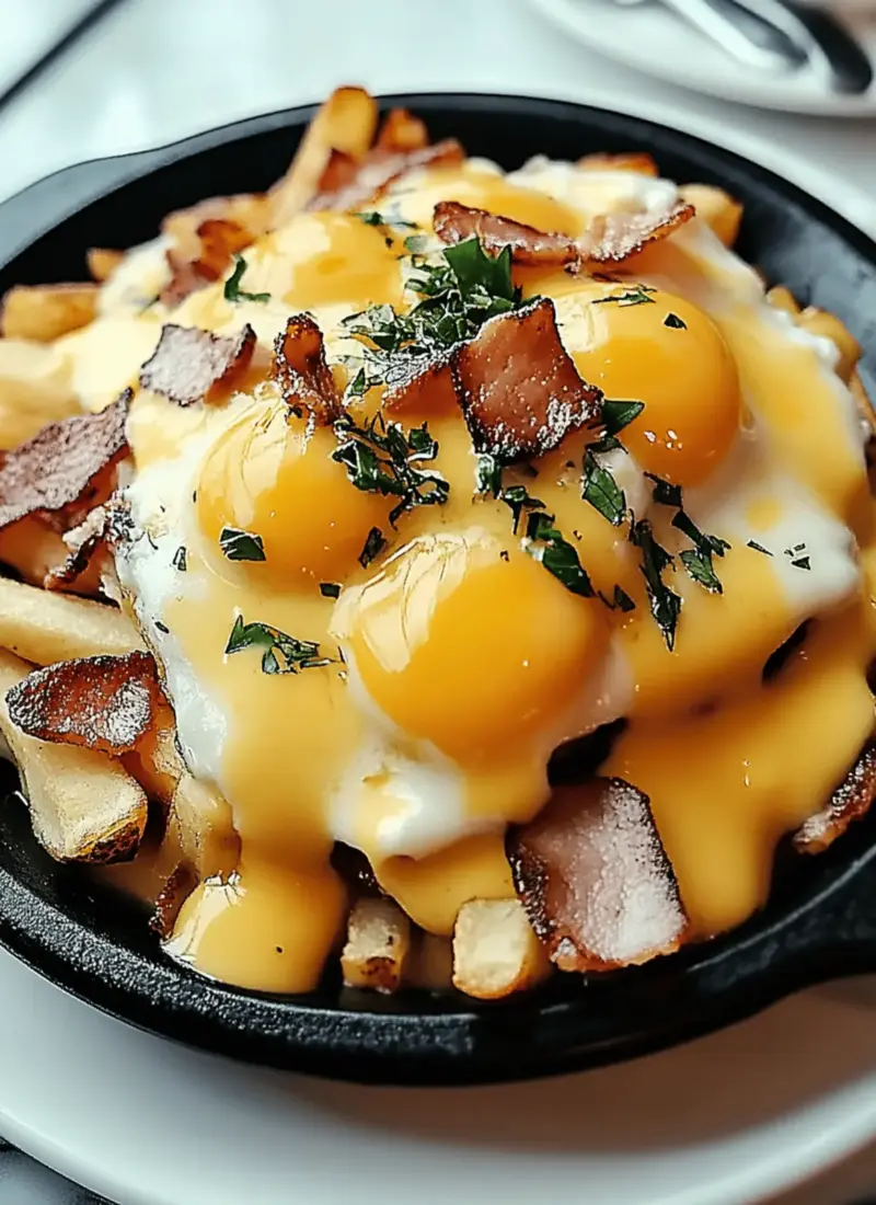 Indulge in Breakfast Poutine with Hollandaise Sauce Delight