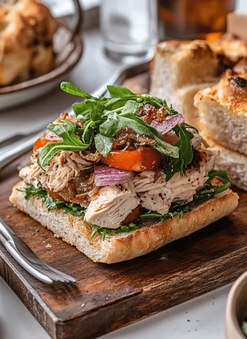 The Ultimate Focaccia Sandwich with Roast Chicken Filling