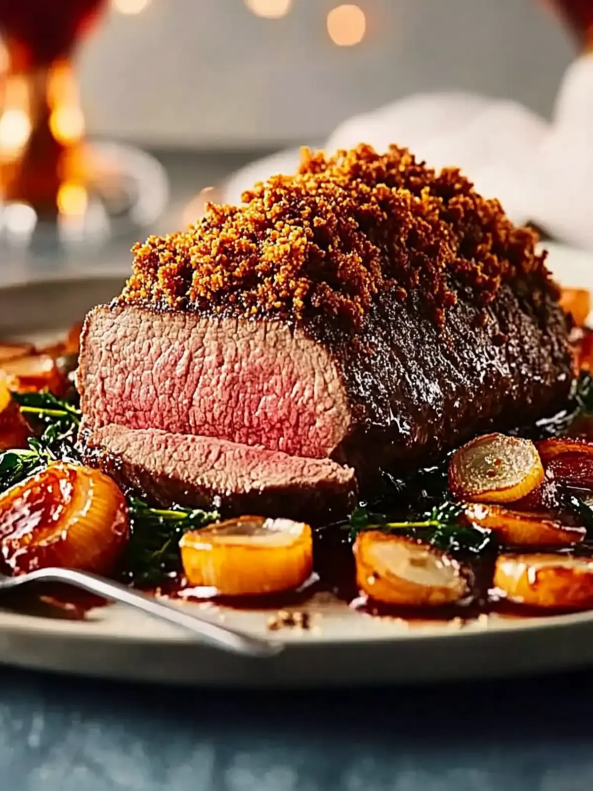 Ale-Glazed Beef Fillet with Crispy Onion Crust for Festive Joy 2 Ale-glazed beef fillet with a crispy onion crust