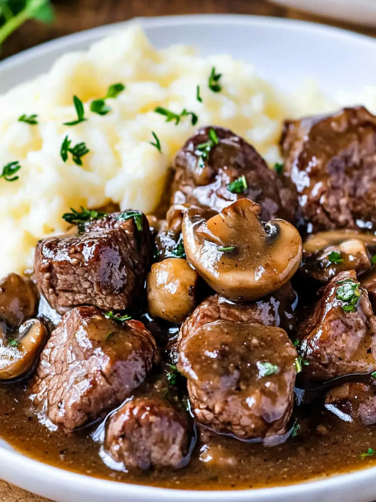 Tender Beef Tenderloin Tips in Rich Mushroom Gravy Bliss 5 Beef Tenderloin Tips in Mushroom Gravy