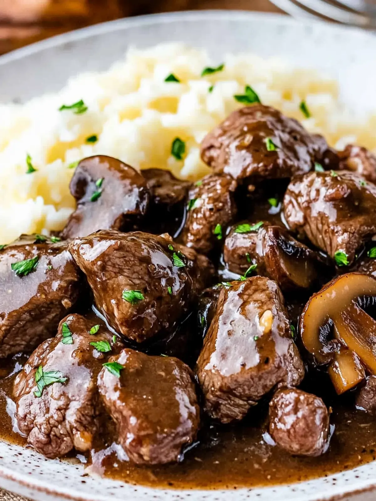 Tender Beef Tenderloin Tips in Rich Mushroom Gravy Bliss 3 Beef Tenderloin Tips in Mushroom Gravy