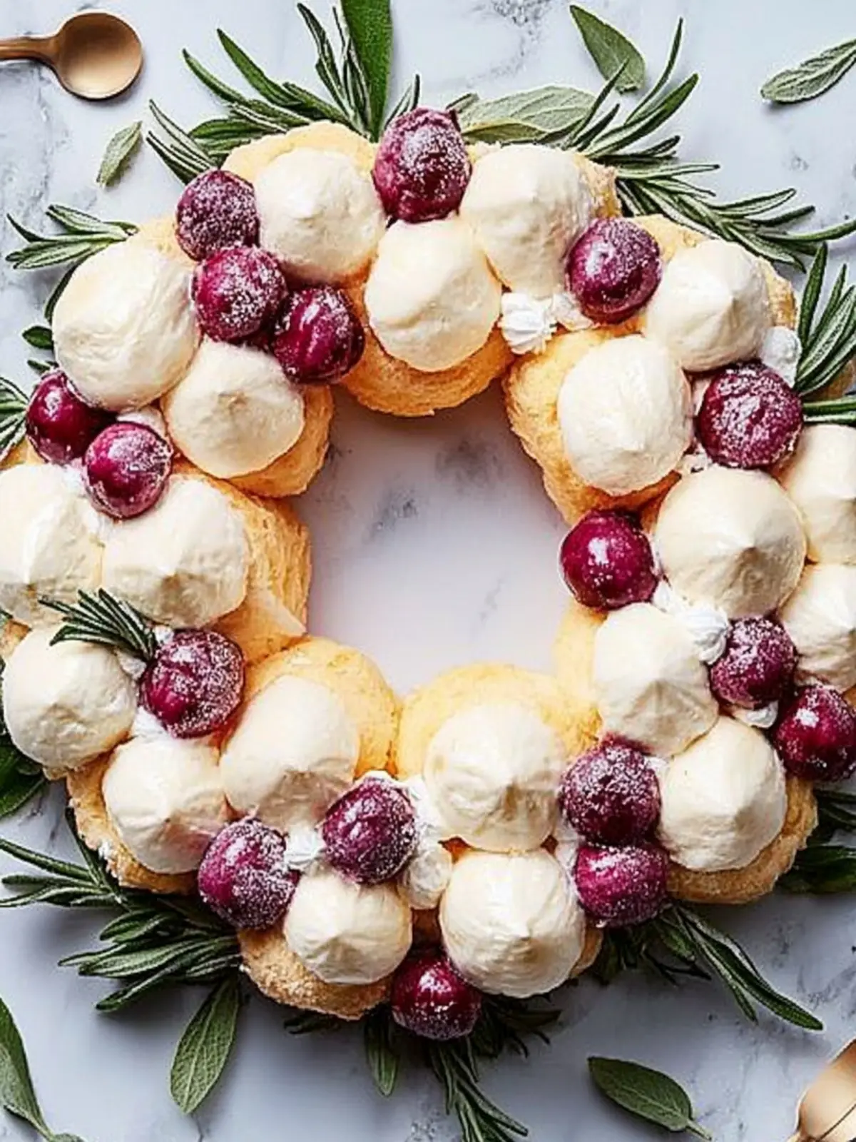 Elegant Cream Puff Wreath with Sugared Cranberries Magic 3 Cream Puff Wreath