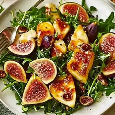 Indulge in Spiced Honey-Glazed Halloumi & Fig Salad Delight 9 Spiced honey-glazed halloumi & fig salad