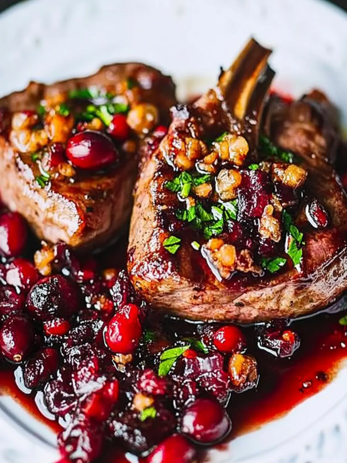 Savory Garlicky Lamb Chops with Cranberry Balsamic Ease 4 Garlicky Lamb Chops with Cranberry Balsamic Reduction