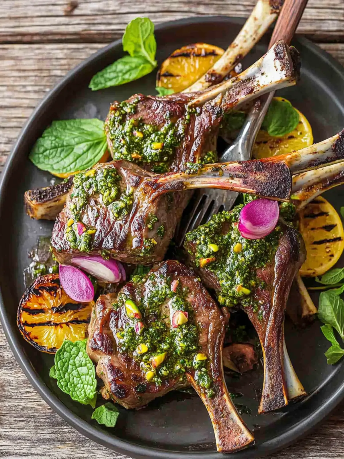 Grilled Lamb Chops with Pistachio Mint Pesto Bliss 5 Grilled Lamb Chops with Pistachio Mint Pesto