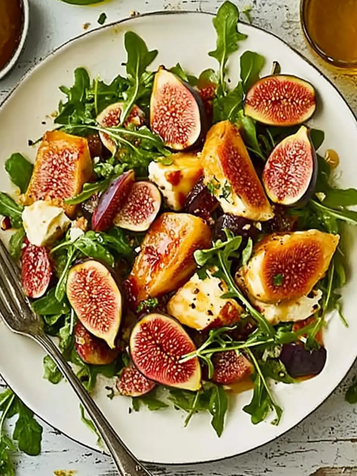 Indulge in Spiced Honey-Glazed Halloumi & Fig Salad Delight 4 Spiced honey-glazed halloumi & fig salad
