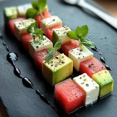 Christmas Watermelon, Avocado, and Feta Cubes: Festive Flavor Delight 9 Christmas Watermelon, Avocado, and Feta Cubes: The Perfect Holiday Bite