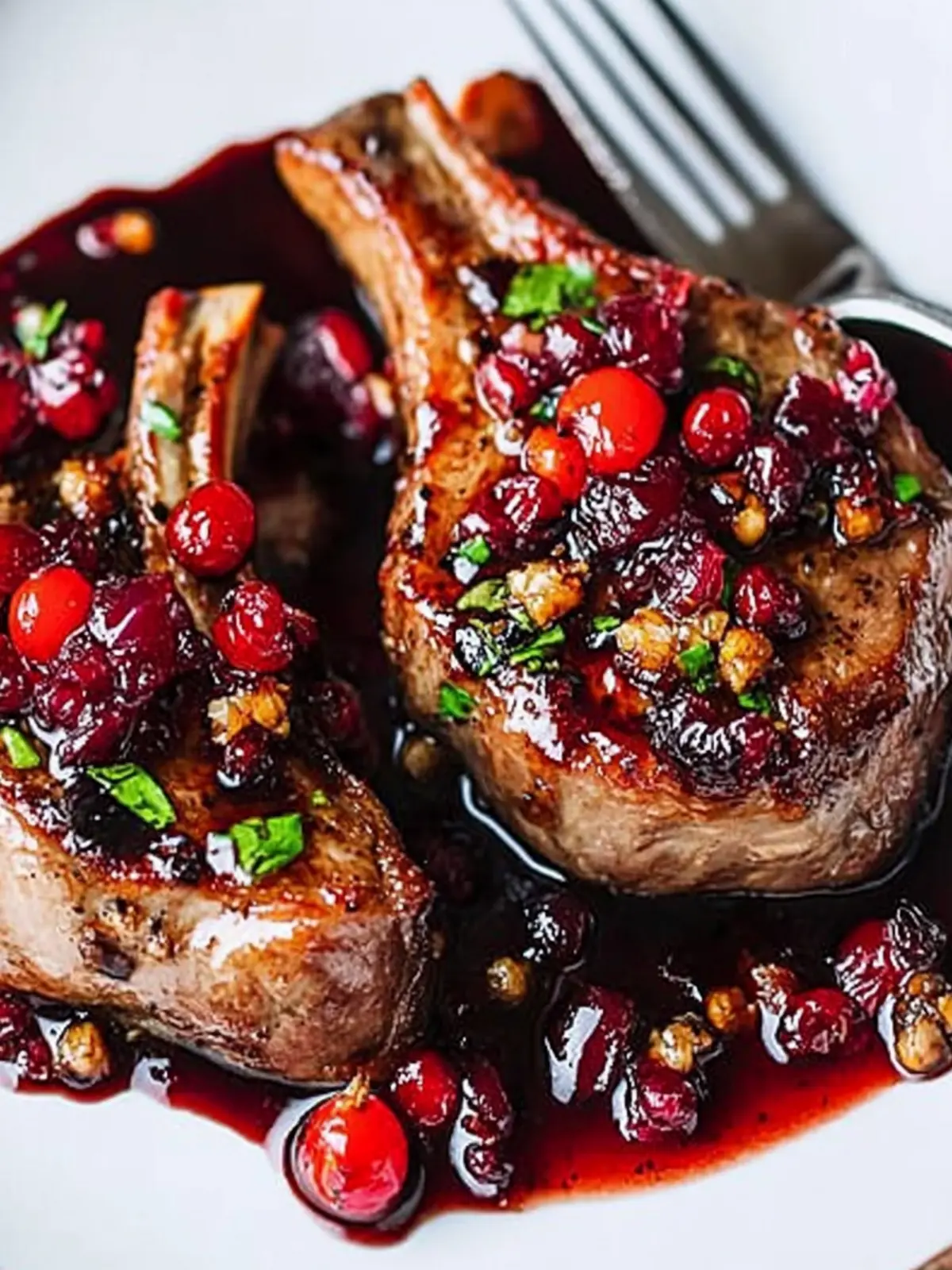 Savory Garlicky Lamb Chops with Cranberry Balsamic Ease 2 Garlicky Lamb Chops with Cranberry Balsamic Reduction