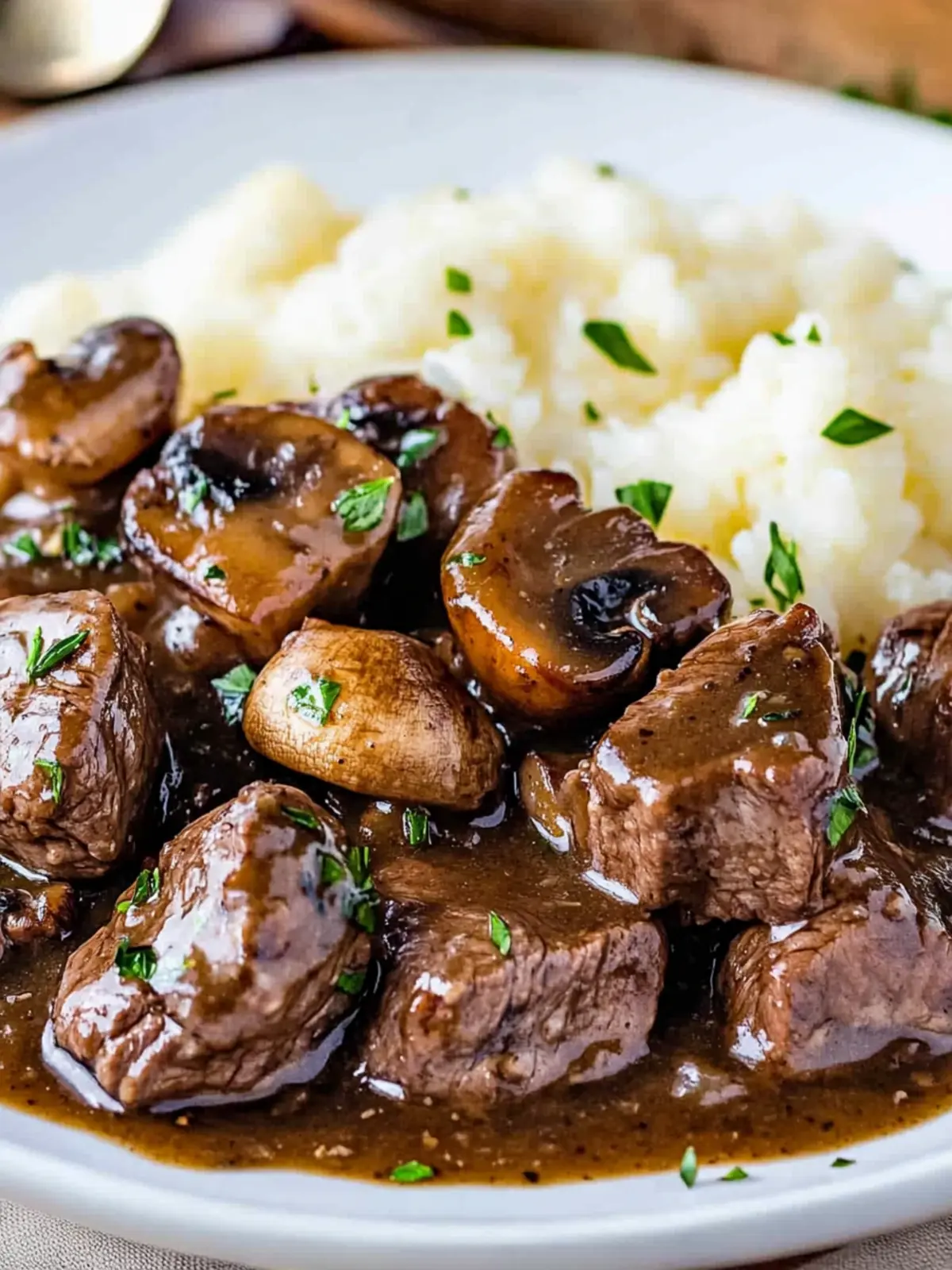 Tender Beef Tenderloin Tips in Rich Mushroom Gravy Bliss 2 Beef Tenderloin Tips in Mushroom Gravy