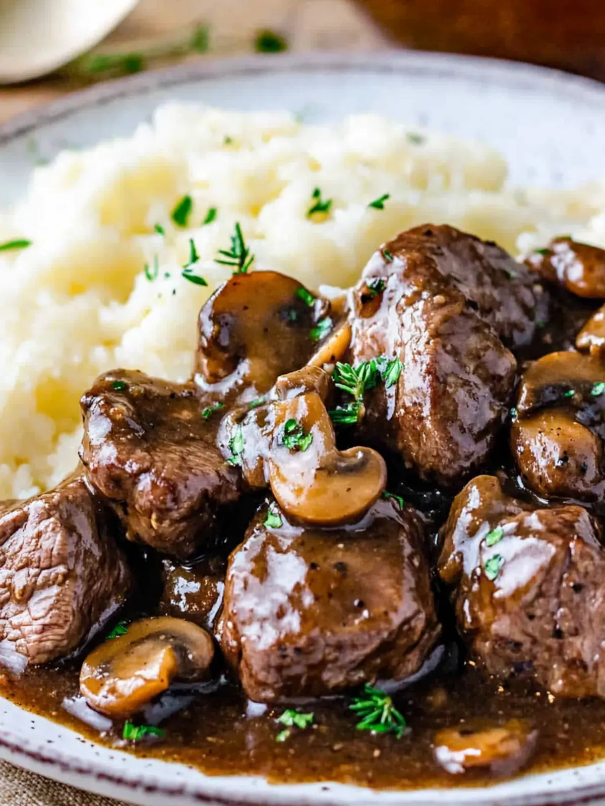 Tender Beef Tenderloin Tips in Rich Mushroom Gravy Bliss 4 Beef Tenderloin Tips in Mushroom Gravy