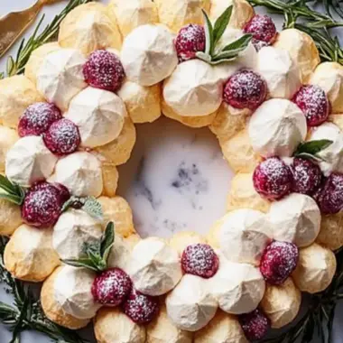 Elegant Cream Puff Wreath with Sugared Cranberries Magic 10 Cream Puff Wreath