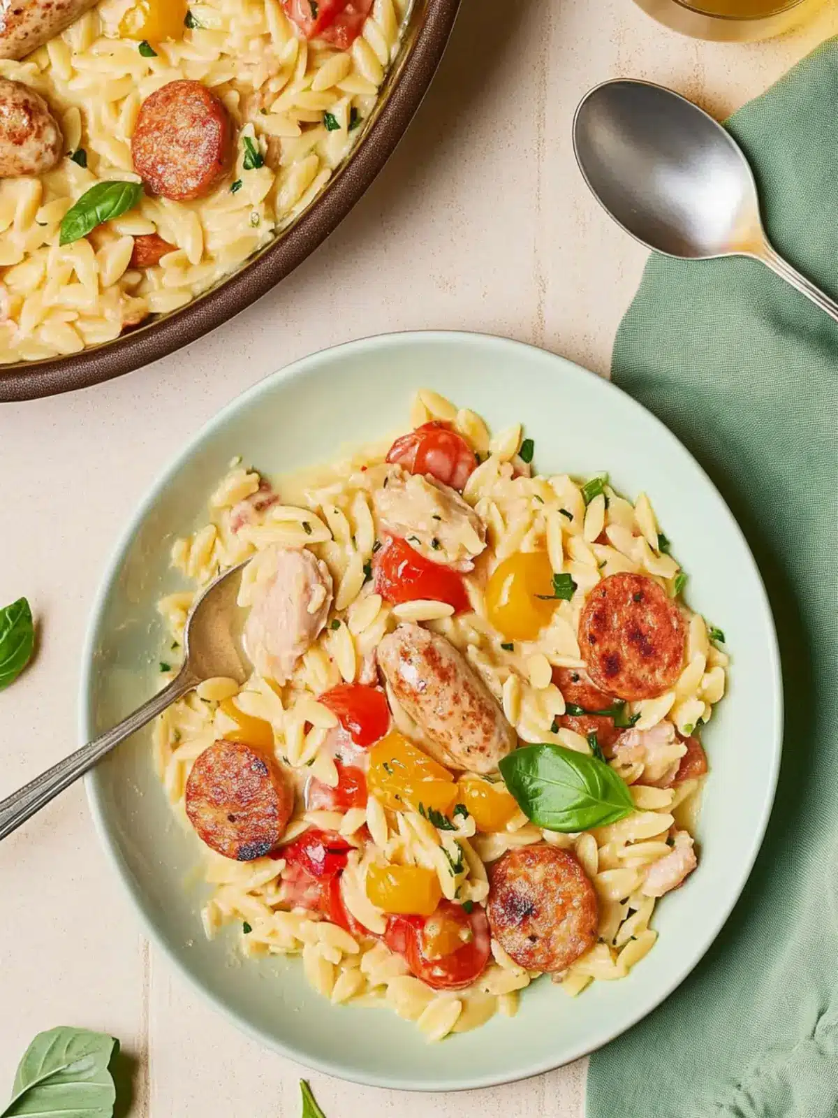 One-Pan Baked Boursin with Orzo and Chicken Sausage Bliss 2 One-Pan Baked Boursin with Orzo and Chicken Sausage