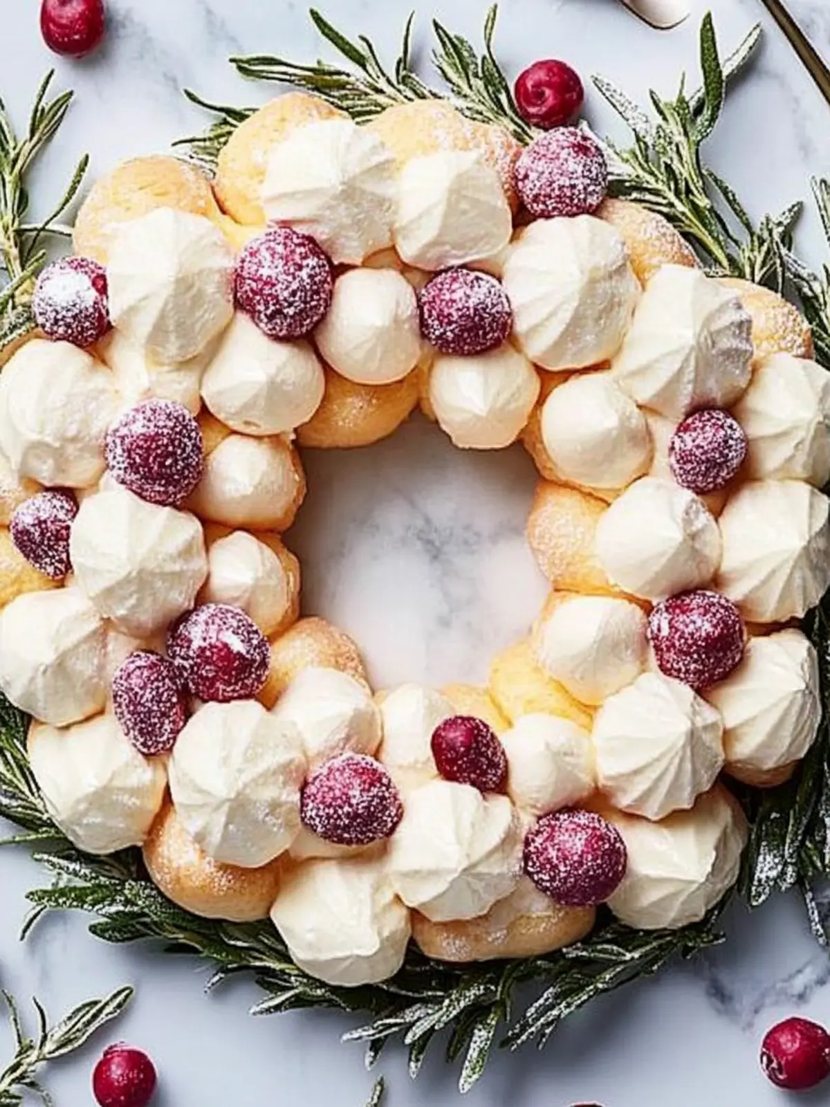 Elegant Cream Puff Wreath with Sugared Cranberries Magic 4 Cream Puff Wreath