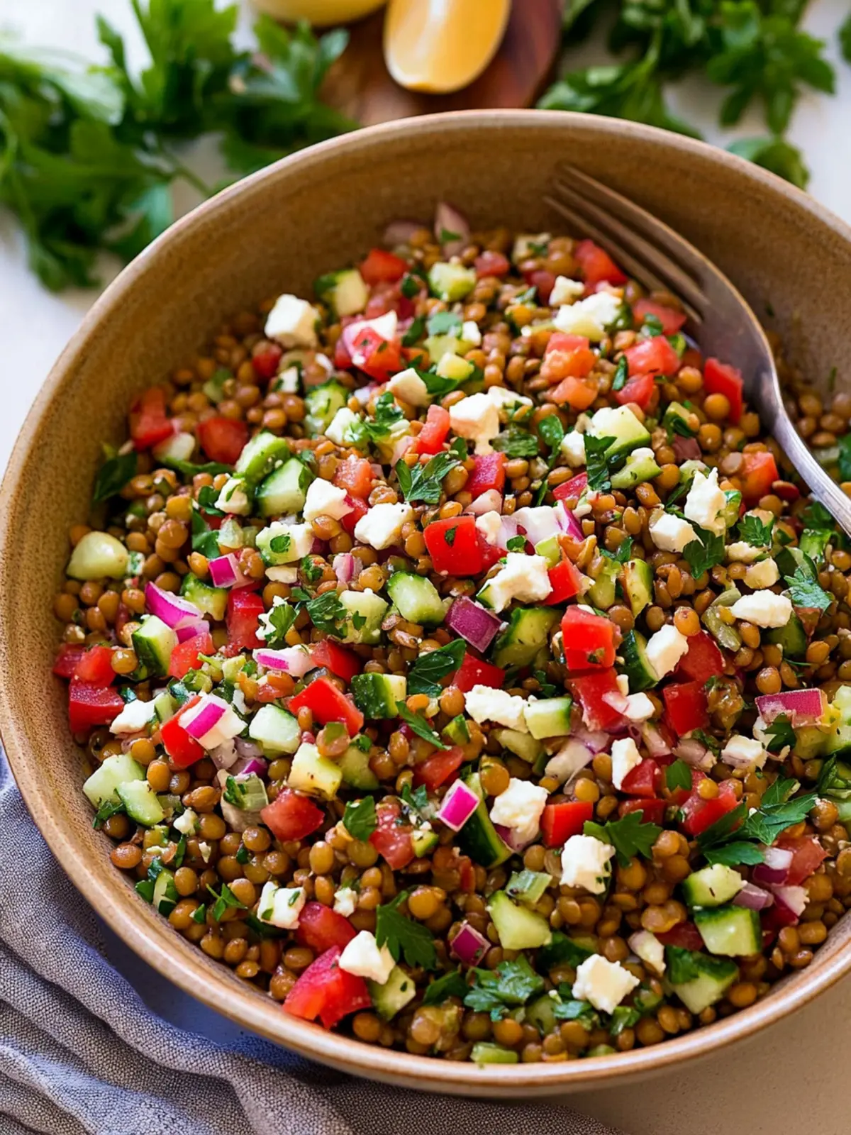 Colorful Lentil Salad with Feta for a Healthy Boost 3 Lentil Salad