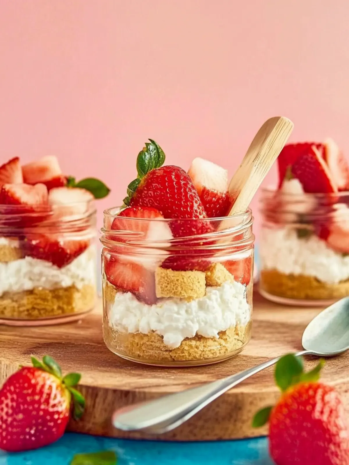Strawberry Shortcake Cottage Cheesecake Jars for a Delightful Treat 3 Strawberry shortcake cottage cheesecake jars
