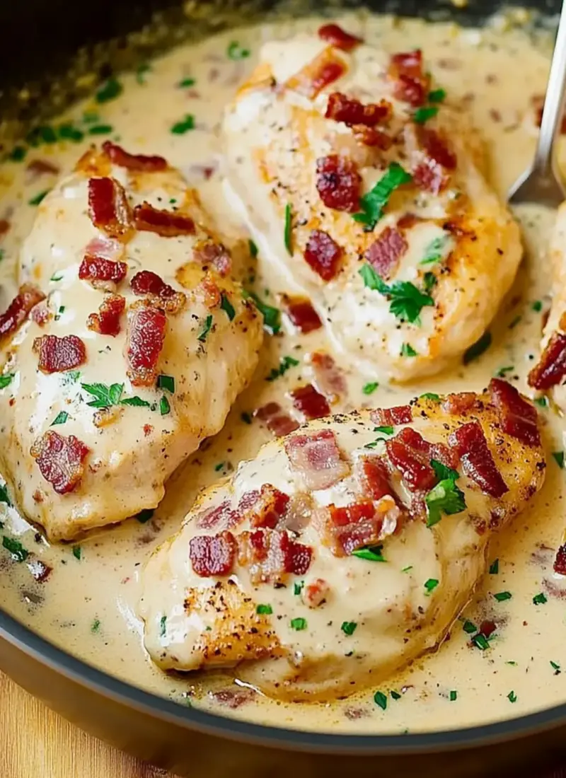 Asiago Chicken with Bacon Cream Sauce