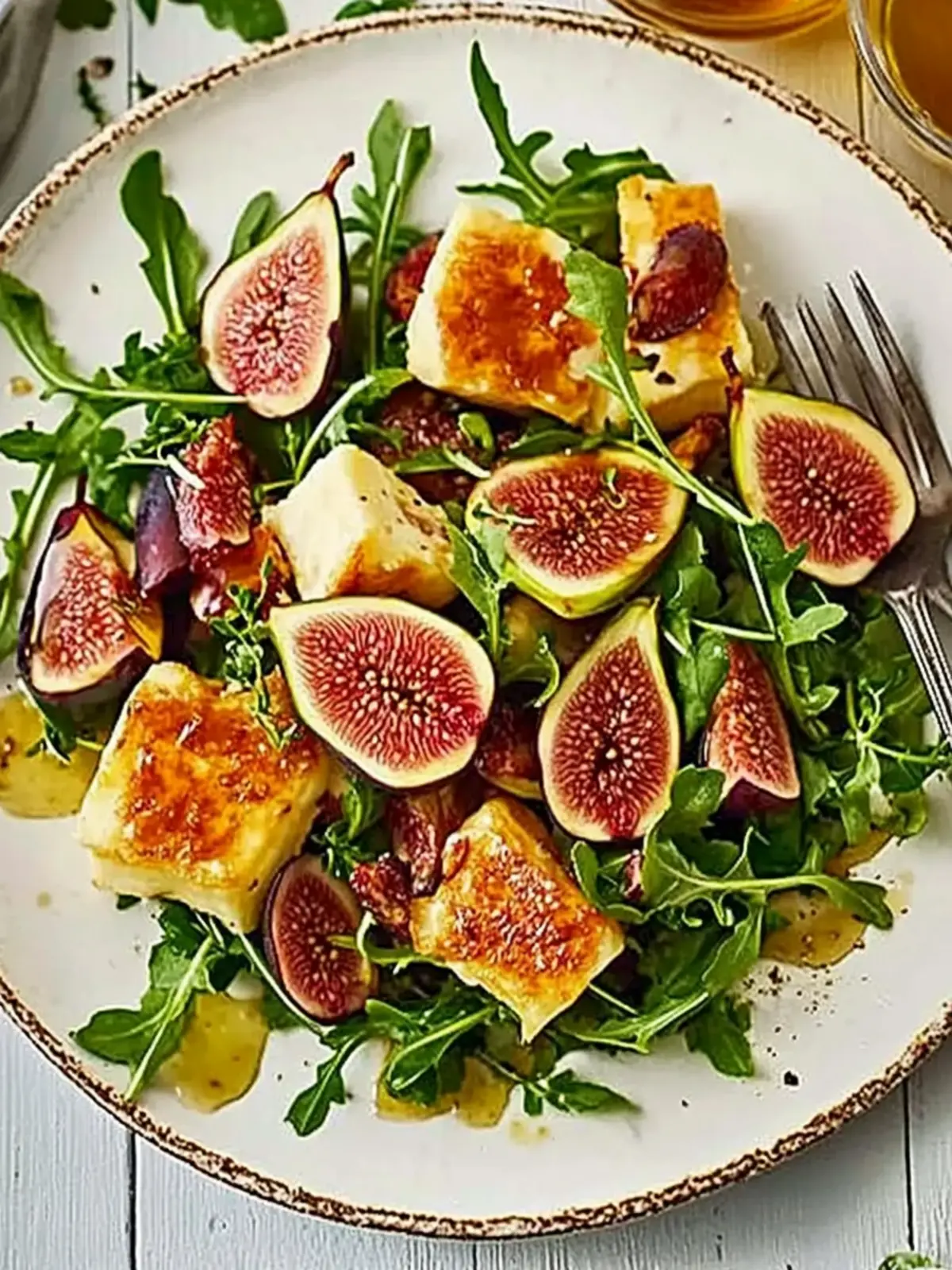 Indulge in Spiced Honey-Glazed Halloumi & Fig Salad Delight 3 Spiced honey-glazed halloumi & fig salad