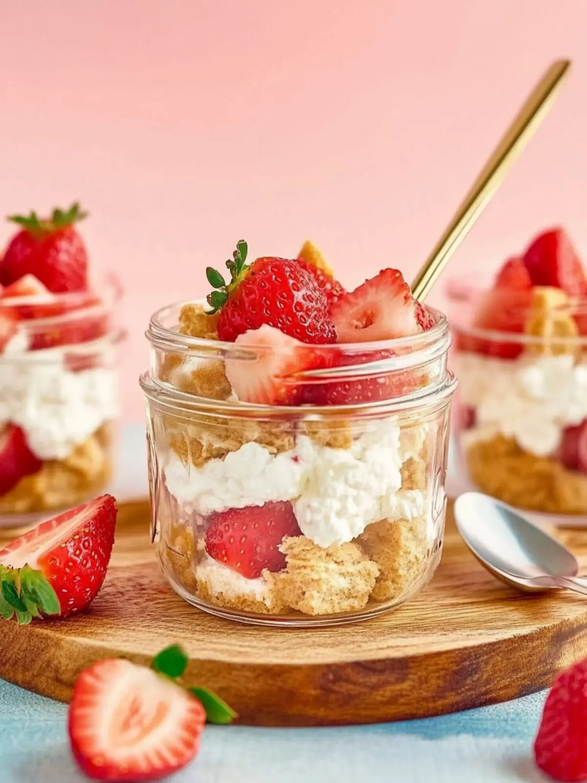 Strawberry Shortcake Cottage Cheesecake Jars for a Delightful Treat 4 Strawberry shortcake cottage cheesecake jars