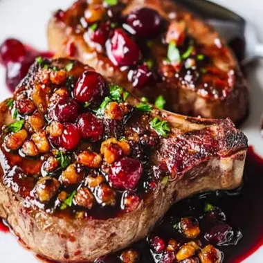 Savory Garlicky Lamb Chops with Cranberry Balsamic Ease 9 Garlicky Lamb Chops with Cranberry Balsamic Reduction