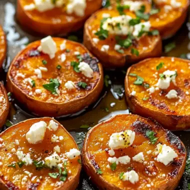 Sweet and Savory Roasted Sweet Potato Rounds with Honey & Feta 10 Roasted Sweet Potato Rounds with Honey & Feta