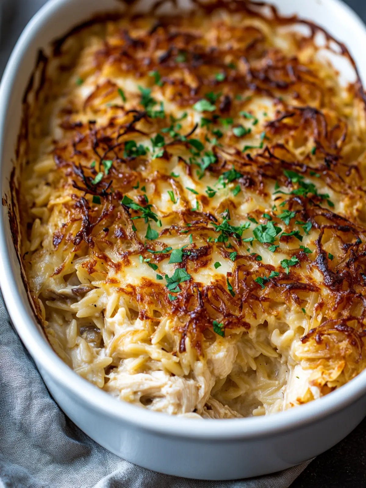 Creamy French Onion Chicken Orzo Casserole for Cozy Nights 3 French Onion Chicken Orzo Casserole