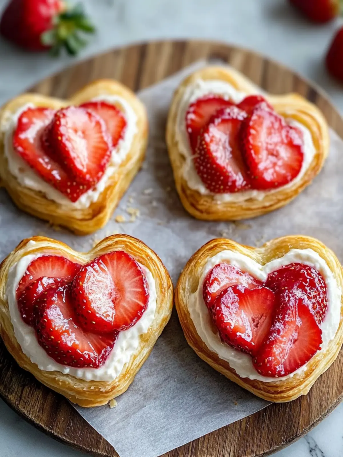 Delightful Strawberry Cream Cheese Heart Danishes for Blissful Brunch 4 Strawberry Cream Cheese Heart Danishes
