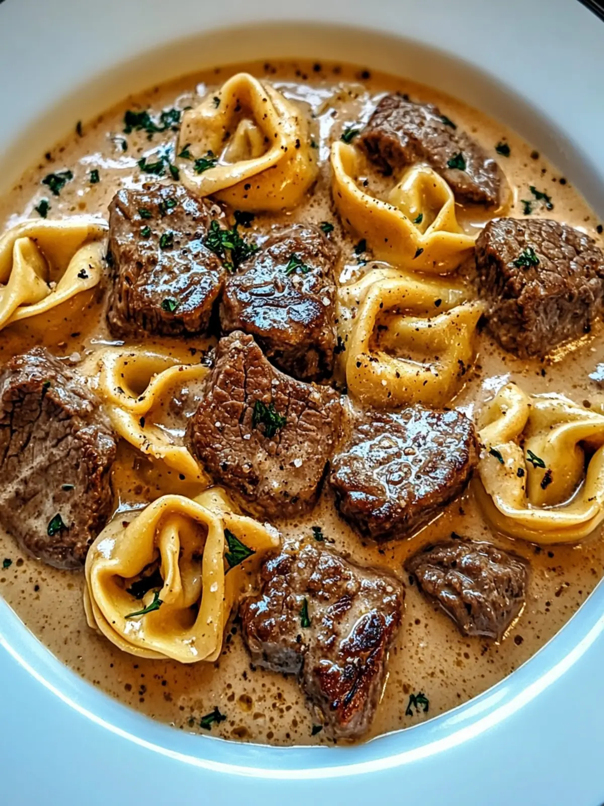 Cracked Garlic Steak Tortellini in Creamhouse Sauce Bliss 2 Cracked Garlic Steak Tortellini in Creamhouse Sauce Bliss