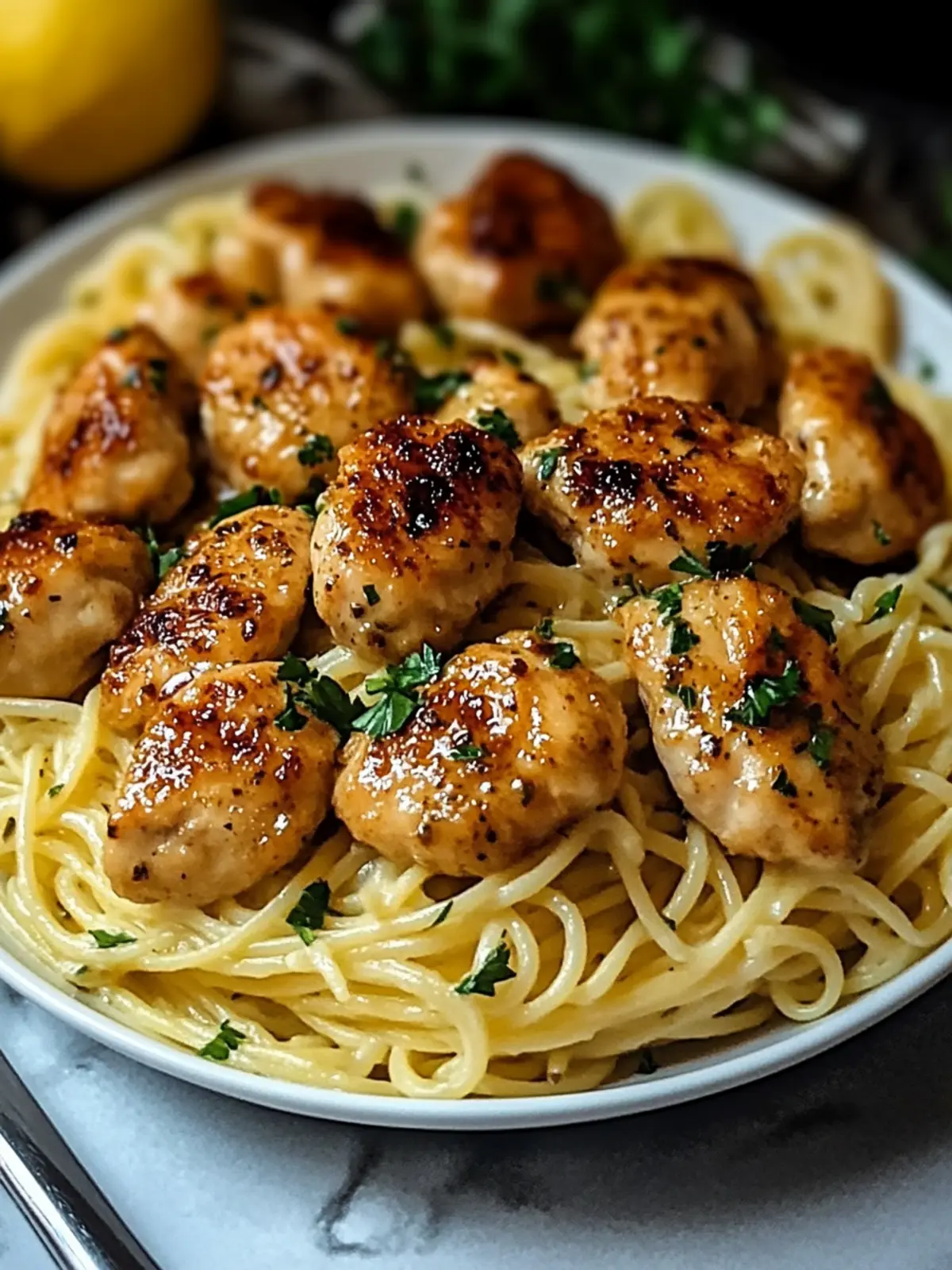 Garlic Butter Chicken Bites with Creamy Parmesan Pasta Bliss 4 Garlic Butter Chicken Bites with Creamy Parmesan Pasta
