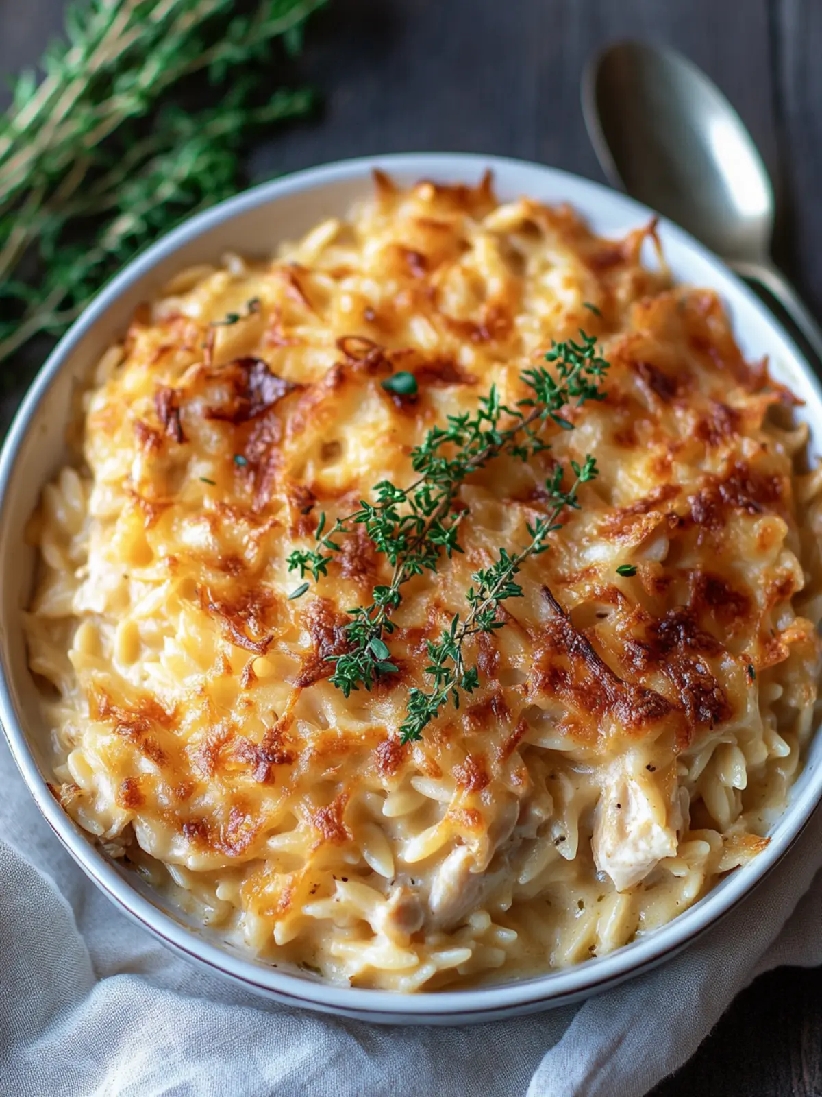 Savor French Onion Chicken Orzo Casserole with Cozy Flavors 2 French Onion Chicken Orzo Casserole