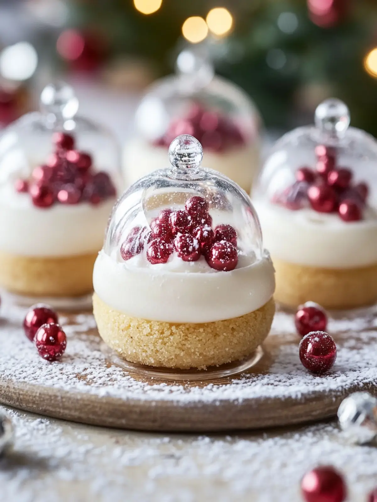 Snow Globe Cheesecake Bites with Cookie Crust for Holiday Fun 3 Snow Globe Cheesecake Bites with Cookie Crust