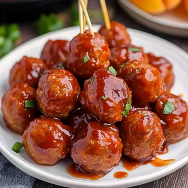 Sweet & Savory Peach BBQ Meatballs: 3-Ingredient Delight! 9 Peach BBQ Meatballs (3 Ingredient Appetizer!)