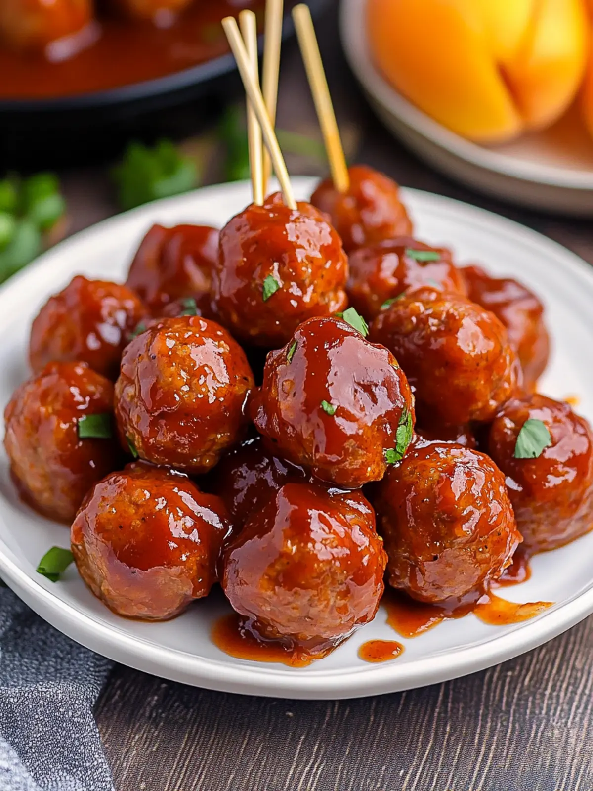 Sweet & Savory Peach BBQ Meatballs: 3-Ingredient Delight! 5 Peach BBQ Meatballs (3 Ingredient Appetizer!)