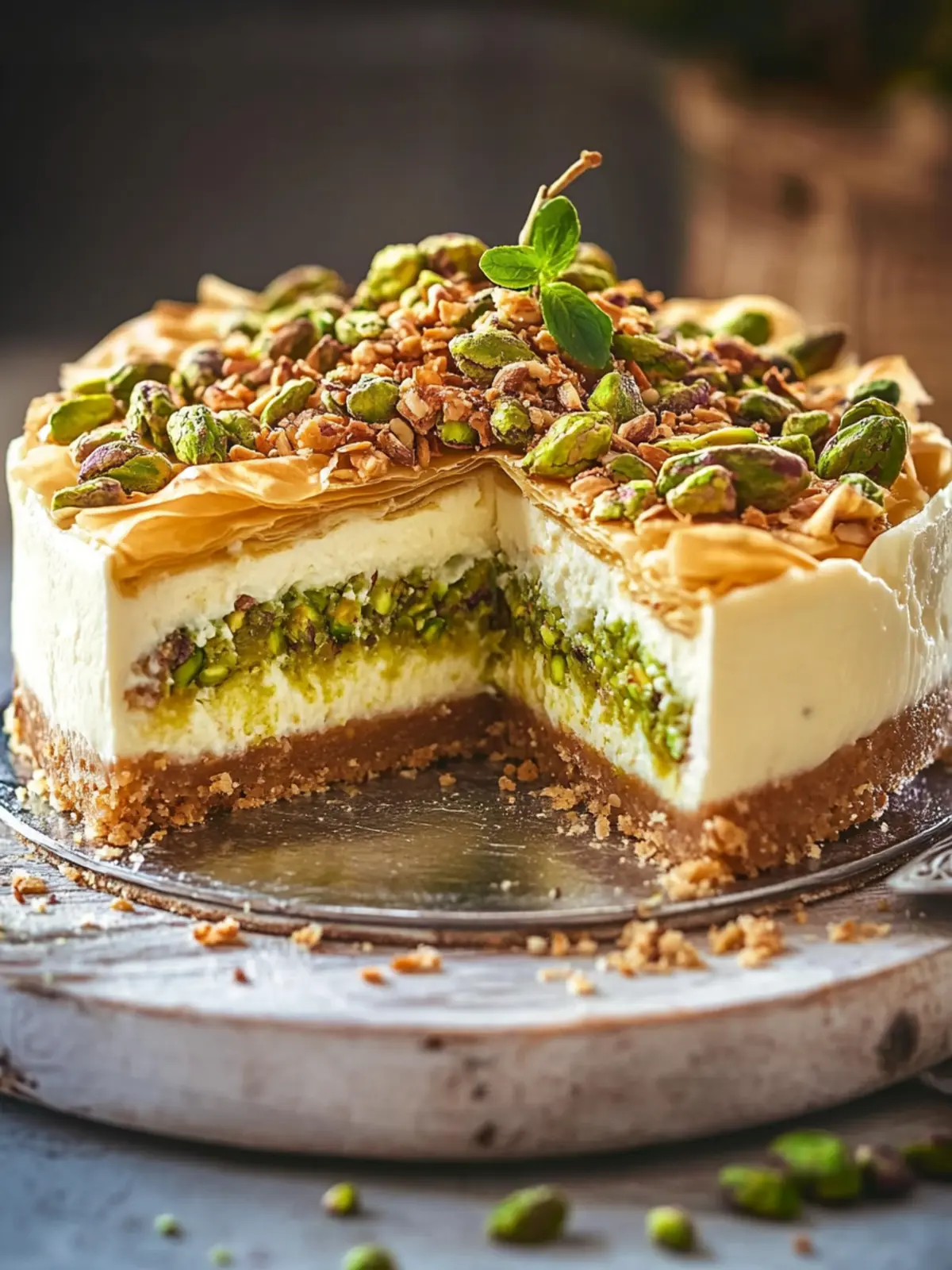 Indulge in Baklava Pistachio Cheesecake Bliss Today 3 Baklava Pistachio Cheesecake