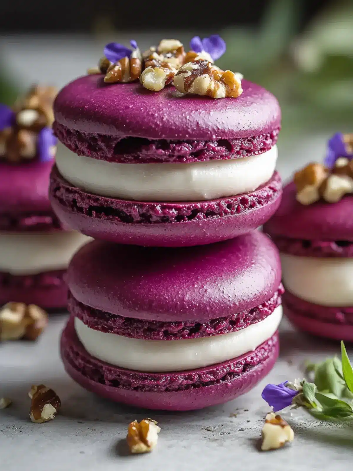 Savory Beet Macarons with Goat Cheese & Walnut Crunch Delight 2 Savory Beet Macarons with Goat Cheese & Walnut Crunch