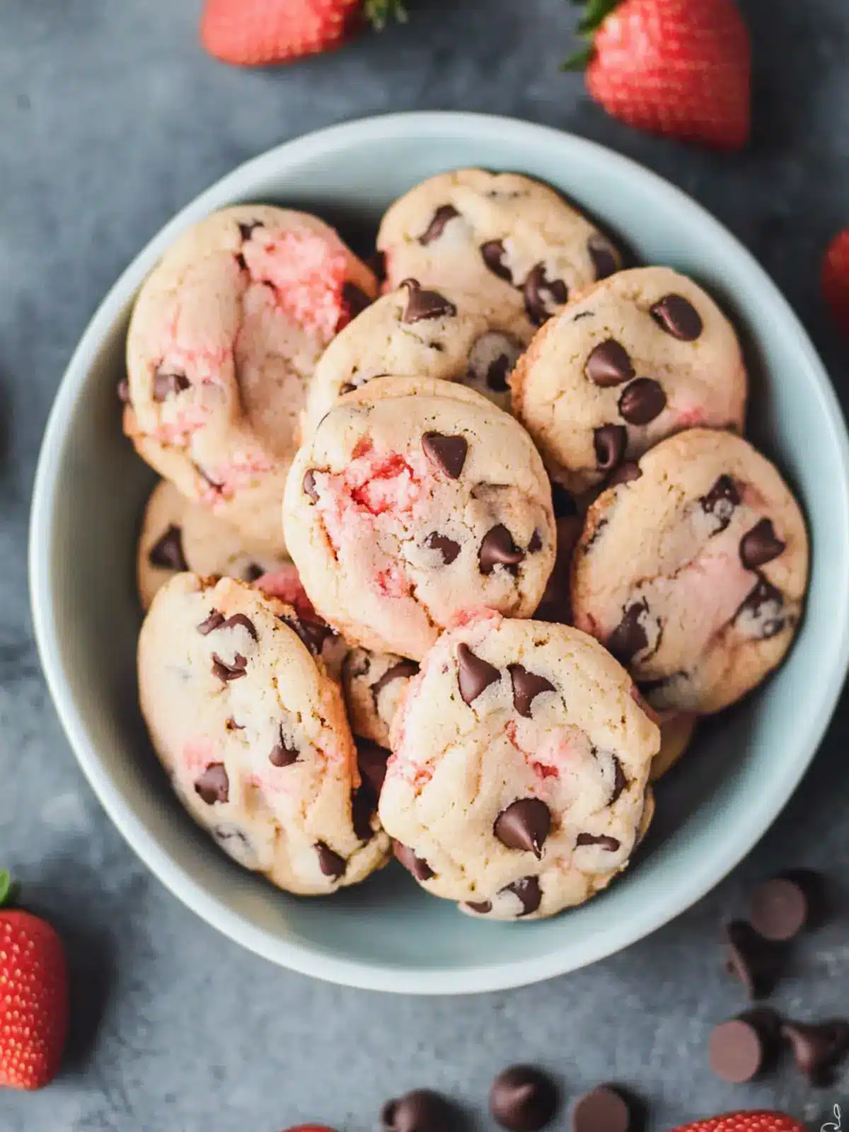 Irresistible Strawberry Cake Mix Cookies with Chocolate Chips 3 Strawberry Cake Mix Cookies with Chocolate Chips
