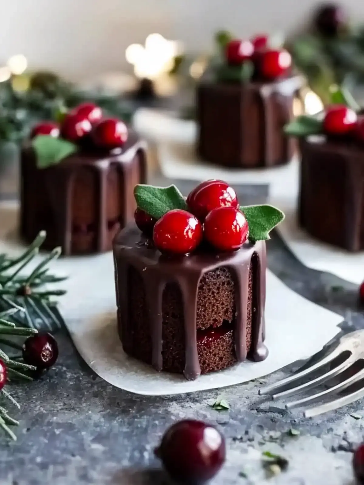 Irresistible Vegan Chocolate Cranberry Christmas Mini Cakes 3 Chocolate Cranberry Christmas Mini Cakes (vegan, gluten-free, nut-free)