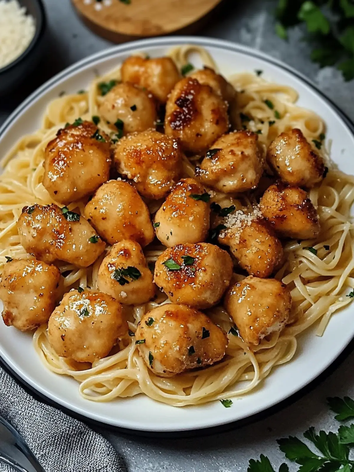 Garlic Butter Chicken Bites with Creamy Parmesan Pasta Bliss 5 Garlic Butter Chicken Bites with Creamy Parmesan Pasta