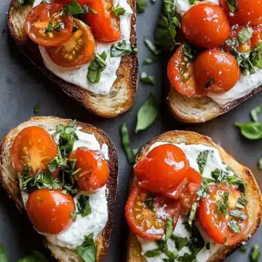 Marinated Tomato Toast with Creme Fraiche & Fresh Herbs Bliss 9 Marinated Tomato Toast with Creme Fraiche & Fresh Herbs Bliss